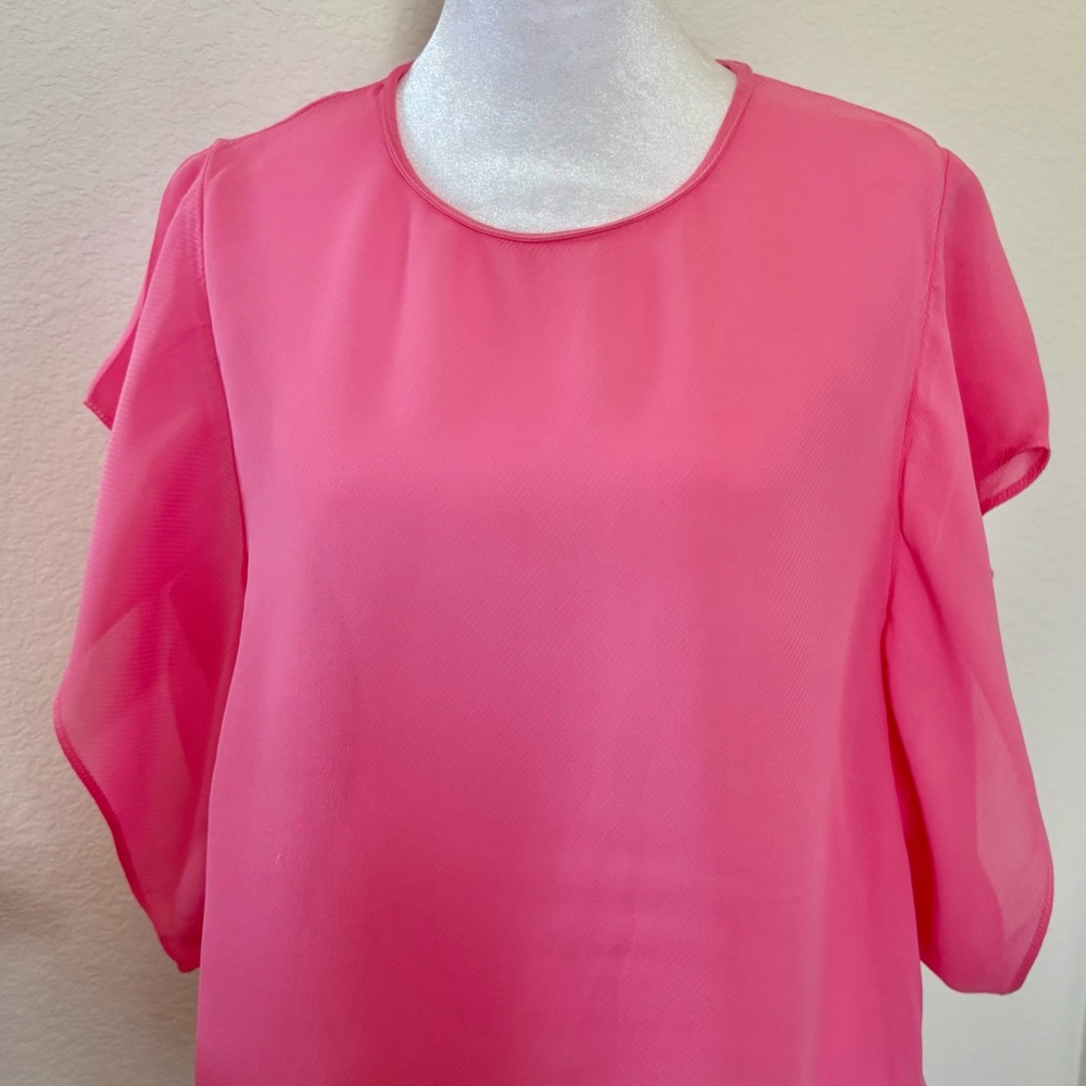 Zara Bubblegum Pink Short Sleeve Round Neck Blouse